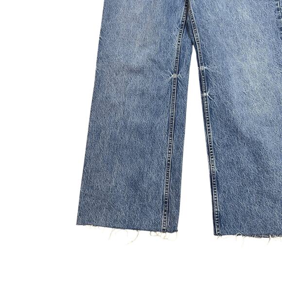 Zara Jeans Womens Size 10 Blue High Rise Wide Leg Raw Hem 100% Cotton Denim - Picture 3 of 8